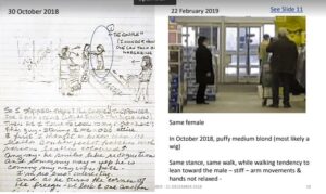 30 October 2018 surveillance stalking - same woman on 22 February 2019 - surveillance